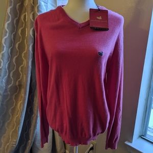 Southern Marsh NWT Pink V Neck Sweater 100% Cotton